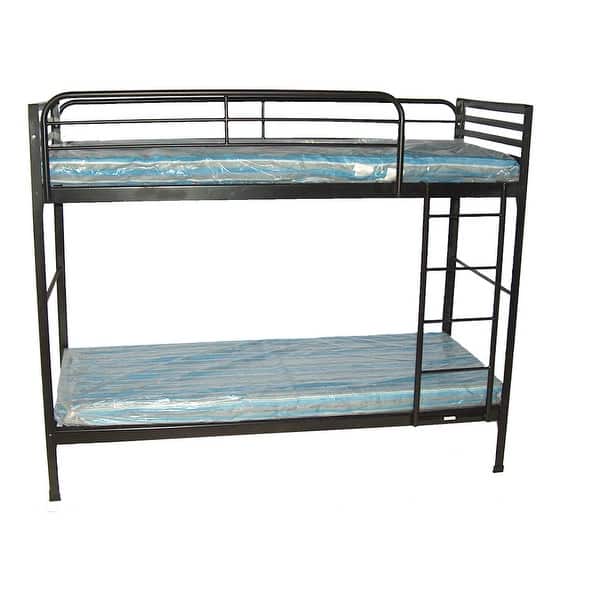 Blantex Camp Bunk Bed with Guardrails and 4" Thick Foam Mattress Bed